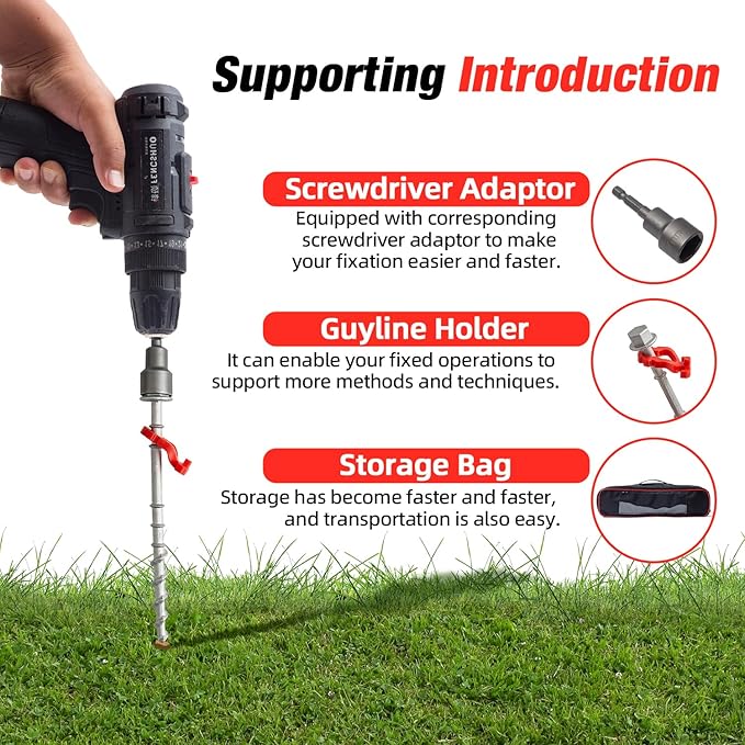 16 Psc Non-Rust Cast Aluminum Ground Anchors - Heavy Duty Screw in Tent Stakes for Superior Stability Ideal for Tents Canopies Sheds Car Ports Swing Sets Outdoors
