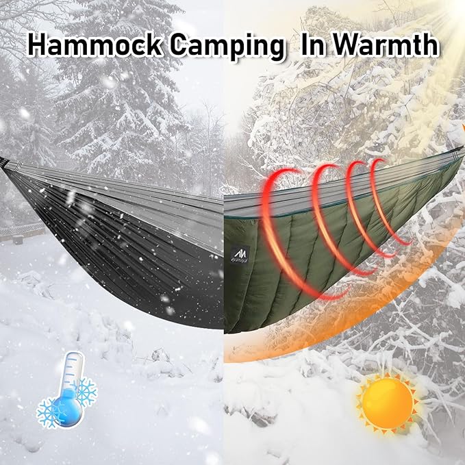 AYAMAYA Single &amp Double Hammock Underquilt Full Length Big Size Under Quilts for Hammocks Camping Backpacking Essential Winter Cold Weather Warm UQ Blanket Bottom Insulation