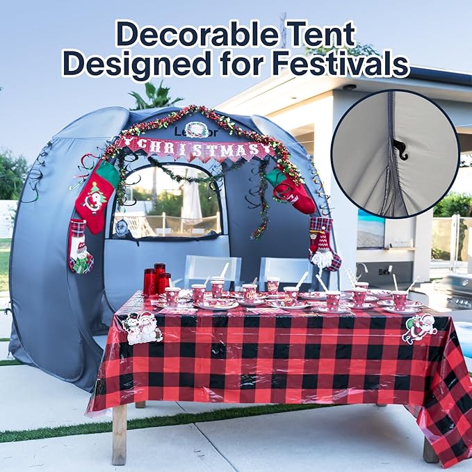 LEEDOR Pop Up Screen House Tent UPF 50+ and Windproof Dome Outdoor Canopy Tent with Roll Up Zipped Door Privacy Gazebo Compact and Lightweight for Party Camping Fishing Picnic Grey