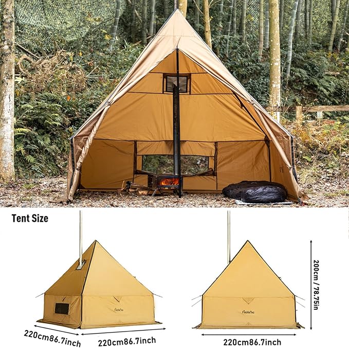 FIREHIKING Camping Hot Tent with Stove Jack Yurt Tent Outdoor Wall Tent Teepee Tent with Snow Skirt