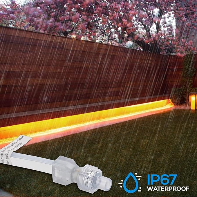 TORCHSTAR Premium 50ft LED Neon Rope Light Easter &amp Spring Decoration Outdoor IP67 Waterproof 120V UL Plug ETL Connectable Neon Light Strip for Shop Sign Max 3 Sets(150FT) Amber Light