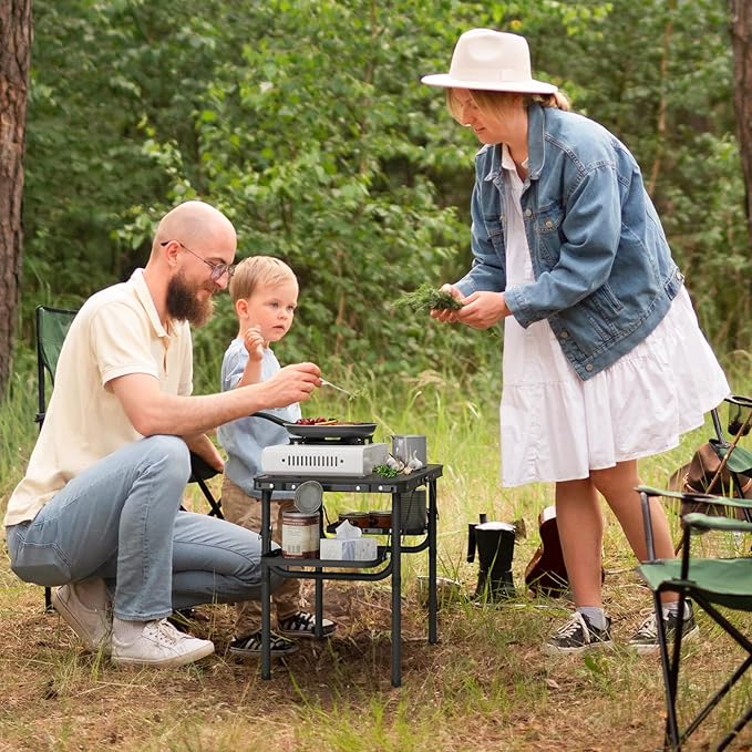 Titanker Folding Camping Table Small 2ft Small Camp Table Portable with 50% Extra Space Folding Picnic Set Portable Beach Table Car Camping Essentials Aluminum Light &amp Solid