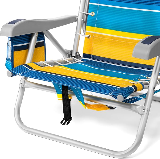Homevative Backpack Fold-Up Beach Chair 5 Positions Towel bar Cooler Storage Pouch Cup Holder and Phone Pocket