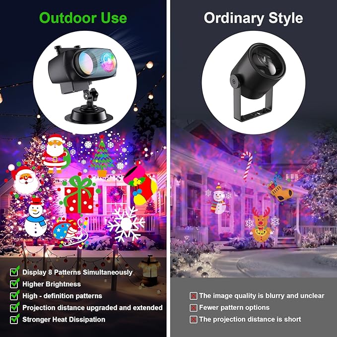 2025 Upgrade Halloween Christmas Projector Lights Decorations COOLWUFAN Outdoor Indoor Holiday Projector Lights with Remote and 20 HD Effects(3D Ocean Wave) for Xmas Halloween Party Yard Decor