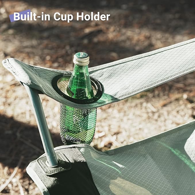 Camping Chairs Lawn Portable Foldable Camp Folding Lightweight Chair for Adults with Drink Holder and Cooler Pouch Outdoor for Camping Lawn Sports Picnic Music Festival Gray Black