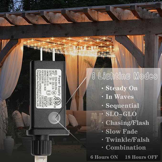 Eueasy LED Lights Outdoor Fairy Lights Chandelier - 360L Gazebo Net Lights with 8 Lighting Modes 12×12 FT Chandelier for PergolasWedding Bush Christmas