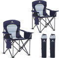 LET'S CAMP Oversized Folding Camping Chair Portable Outdoor Heavy Duty Padded Chairs Lawn Chair with Cup Holder Storage Pocket and Cooler Bag Supports 450LBS for Camp Travel Picnic2 Pack(Blue)