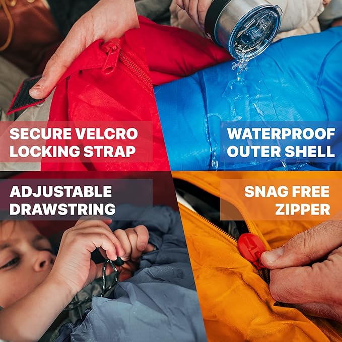 MalloMe Sleeping Bags for Adults Cold Weather &amp Warm - Backpacking Camping Sleeping Bag for Kids 10-12 Girls Boys - Lightweight Compact Camping Essentials Gear Accessories Hiking Sleep Must Have