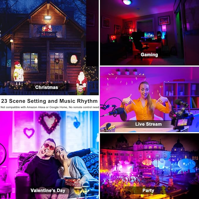 Smart Flood Lights Outdoor RGB via Bluetooth App Control Color Changing Landscape Lights 80W IP66 Waterproof DIY Scenes/Music Sync/Timing/Daylight 4Pack