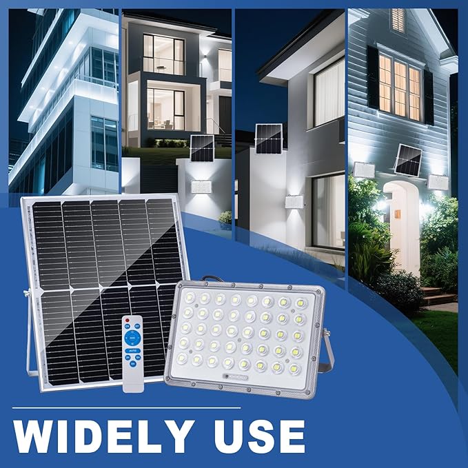 100W LED Solar Flood Lights 5000mah 8000K Street Flood Light Outdoor IP66 Waterproof with Remote Control Security Lighting for Parking Lot Yard Garden Swimming Pool Pathway
