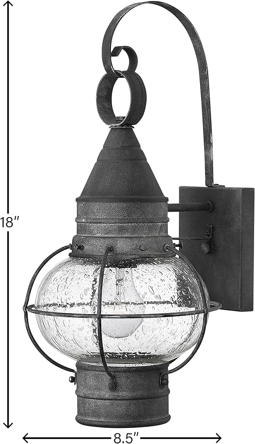 Hinkley Cape Cod 2200DZ Medium Wall Mount Onion Lantern Clear Seedy Glass Wet Rated Aged Zinc