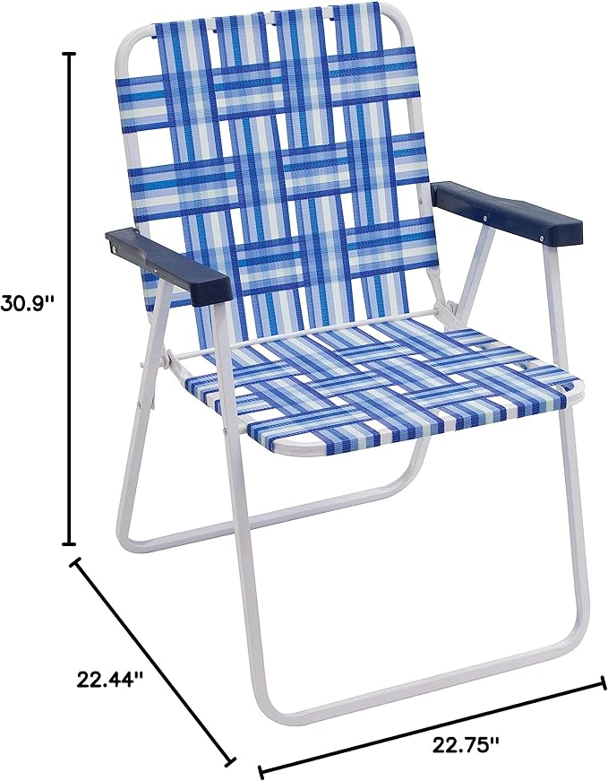CAMP &amp GO 16 Extended Height Folding Web Lawn Chair Blue/White
