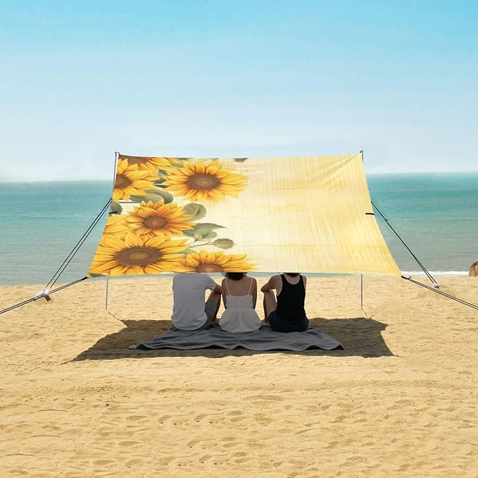 Sunflower Flower FloralCamping Sun Shelters 9.2 x 10.5 FT Beach Canopy Tent Sun Shade with Carrying Bag for Camping Trips Fishing Backyard Fun or Picnics 21340346