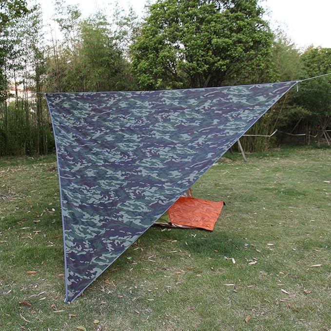 Super Large Sunscreen Camping Awning Portable Windproof Triangle Canopy 3x3x3m Silver Coated Cloth - Up to 95% Protection Durable Outdoor Floor Mat for Garden and Lawn (5 * 5 * 5M)