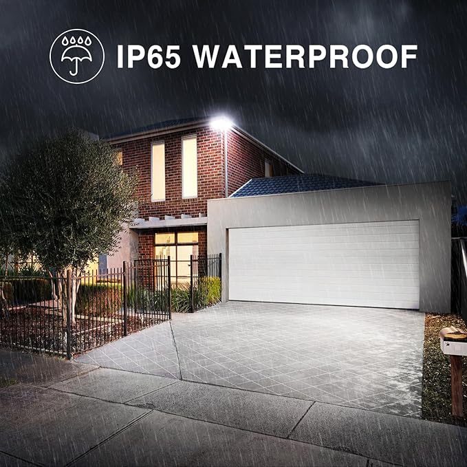 Onforu 130W Flood Lights Outdoor 13000LM Brightness LED Light Outside IP65 Waterproof LED Exterior Floodlight with 3 Adjustable Heads 6500K White Outdoor Security Light for Yard Garage Eave