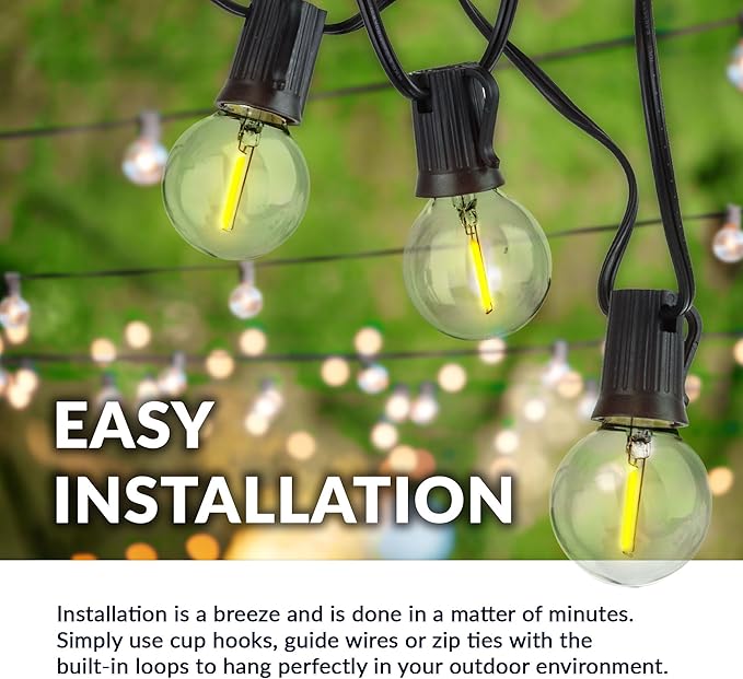 Newhouse Lighting PSTRINGLED50 Foot 50 Socket Indoor/Outdoor String 55 LED Globe G40 (5 Free Bulbs Included) Wedding Lights Decorations for Patios Porches Backyards Decks Bistros 50ft