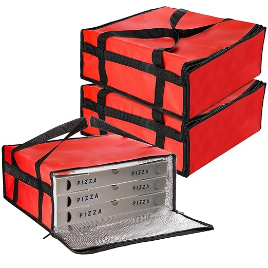 ZEAYEA 3 Pack Pizza Bags for Delivery 20 x 20 x 6 Insulated Food Delivery Bag for Carry Hot or Cold Reusable Grocery Shipping Bags Insulated Pizza Warmer Bag for Food Transport Catering