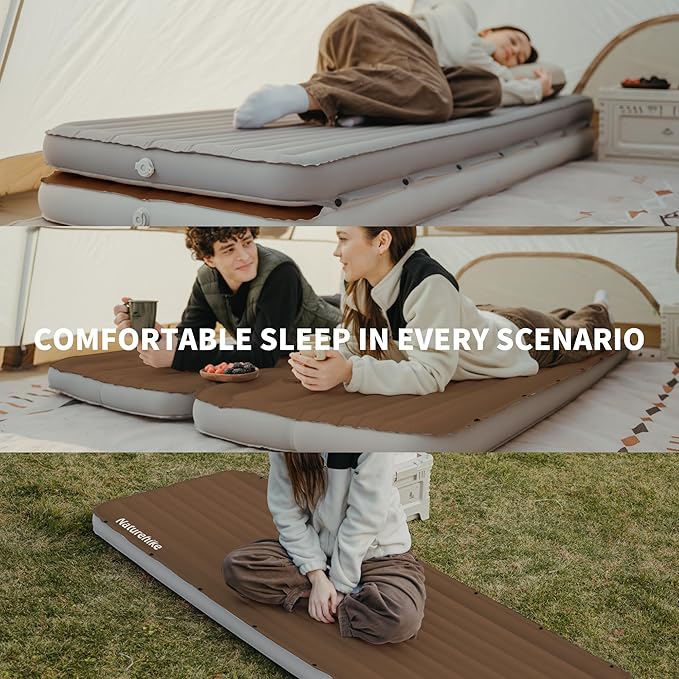 Naturehike 20oz Ultralight Sleeping Pad with Sidewalls Insulated Inflatable Sleeping Pad 6.5R Lightweight Sleeping Mat for Camping Hiking Backpacking 10cm Thickened
