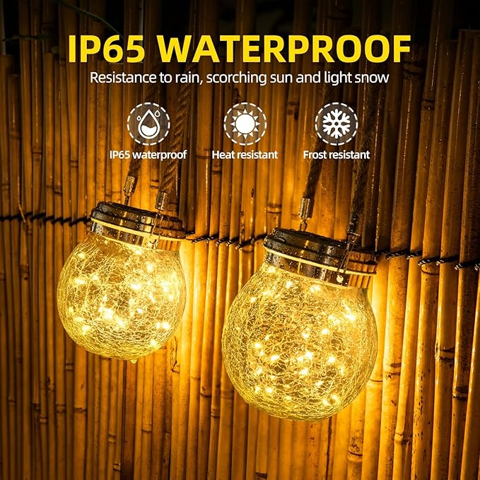 ROSHWEY Solar Lantern Gifts for Women 4 Pack Hanging Garden Decor Lights Outdoor Waterproof with 30 LED for Halloween Christmas Easter Gift