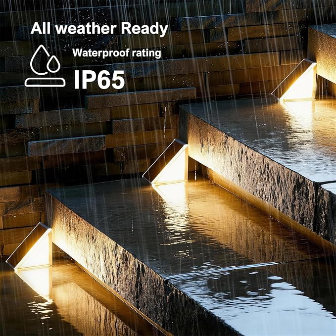 Brown Solar Step Light Outdoor Stair Lights Deck Lights Outdoor Powered IP65 Waterproof 3000K Warm White Solar Outdoor Step Light Decor for Stair Deck StepPorch and Outside Patio6 Pack