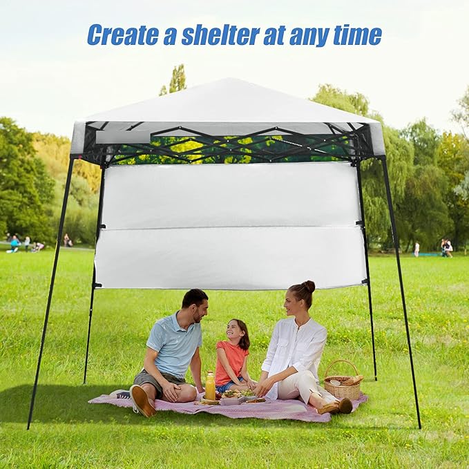 Fireflowery 7’ x 7’ Pop Up Canopy Tent Portable Shelter Canopy w/Backpack Outdoor Instant Canopy Tent Lightweight &amp Compact for Hiking Fishing Camping Picnic (7'x7' Base 6'x6' top)