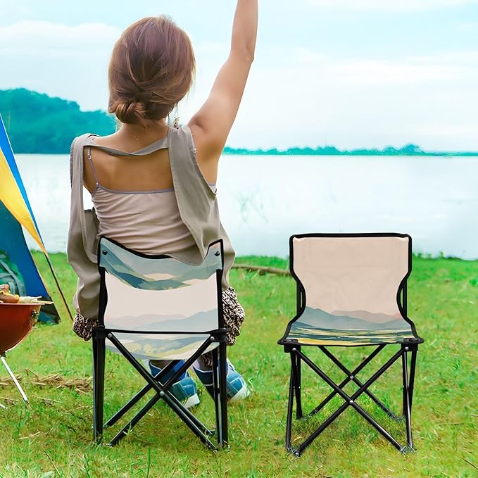 Green Mountain Portable Camping Chairs Folding Chair - Durable Oxford Fabric Lightweight Iron Frame Easy Fold Design - Ideal for Outdoor Activities Camping Fishing and Travel