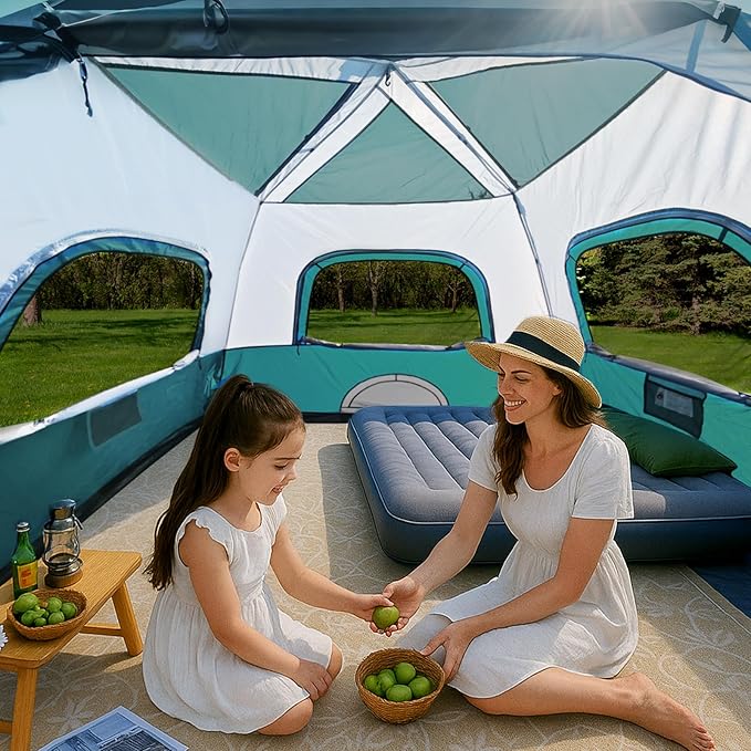 Hewolf Instant Tent for 4-6 Person Camping Waterproof Easy Pop Up Tent Sets Up in 60 Seconds for Family Outdoor Hiking &amp Backpacking with Carry Bag