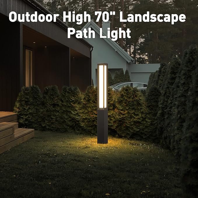 High 71 Inches Landscape Path Light Outdoor Modern Luxury LED IP54 Waterproof Landscape Bollard Lighting for Lawn Patio Courtyard Driveway Pathway Decoration with High Voltage Wired
