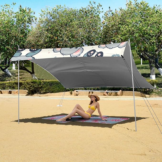 Cute Koala Bears Camping Sun Shelter Beach Tent Portable Beach Sun Shade Outdoor Canopy for Camping Trips Fishing Picnic