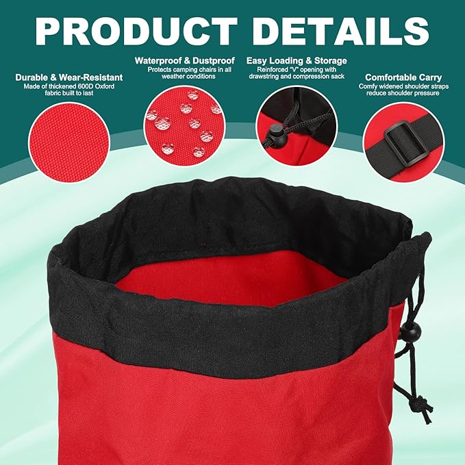 PATIKIL Foldable Camp Chair Replacement Bag Camping Chairs Folding Chair Carry Bag with Adjustable Shoulder Straps for Outdoor Camping Fishing Storage Red