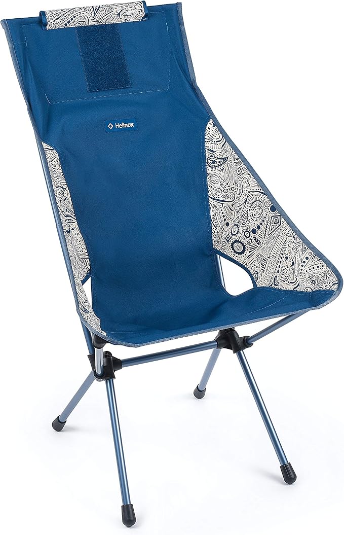 Helinox Sunset Chair Lightweight High-Back Compact Collapsible Camping Chair Paisley Blue Without Pockets