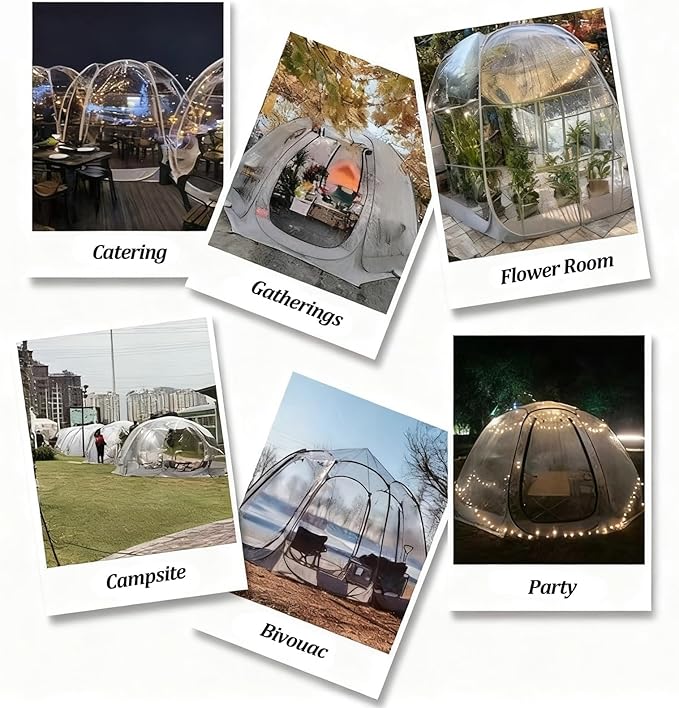 Pop Up Bubble Tent Large Camping Shelters for 6-8 Person Instant Igloo Tent with Carry Bag 360° Panoramic Light Transmission All Weather Pod for Fishing &amp Outdoor Events