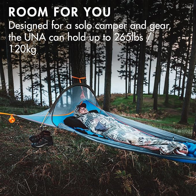 Tentsile UNA V3 Solo Tree Tent Hammock 1-Person Capacity Anti-Roll System Ratchet and Straps Included Portable Tree House Shelter Designed in The UK