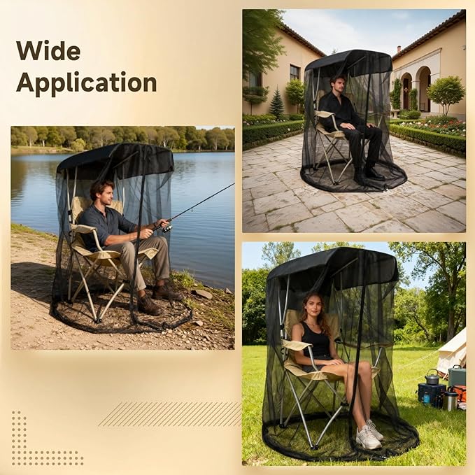 Mosquito Net Cover for Canopy Chair Mesh Tent with Smooth Zipper 35 x 32 x 63 in Canopy Chair Netting Shelter with Waterproof Sunproof Roof for Camping Fishing Outdoor Sitting Excluding Chair