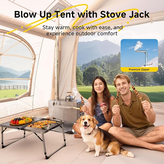 Inflatable Blow Up Tents for CampingWaterproof Oxford Hot Tent with Manual PumpSpacious Easy Setup Inflatable Camping Air Tent for Family Glamping