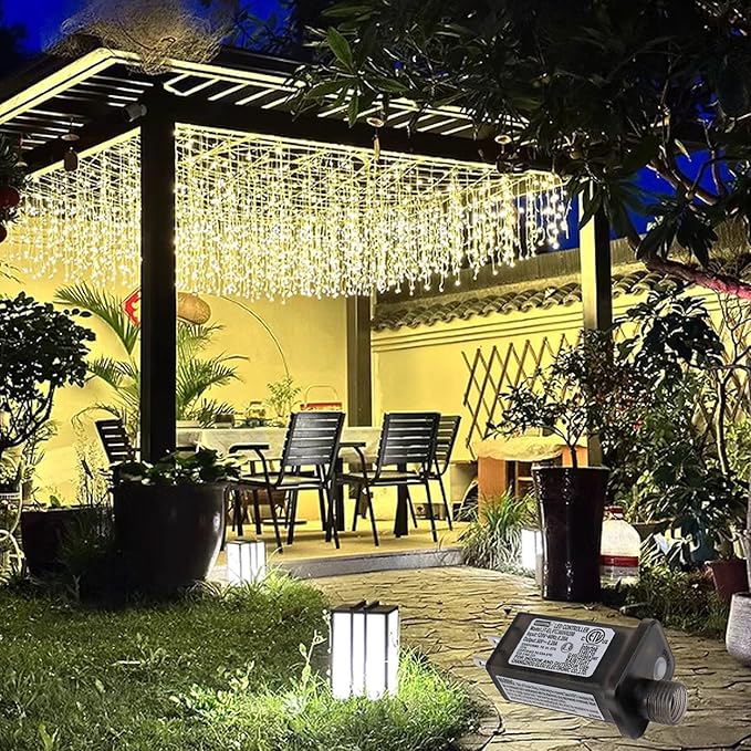 ZIMINGU Icicle Lights Outdoor 32.8 FT 400 LED 8 Modes Christmas String Fairy Lights with 80 Drops Twinkle Waterproof Connectable for Roof Balcony Business Park Decor Warm White 10M