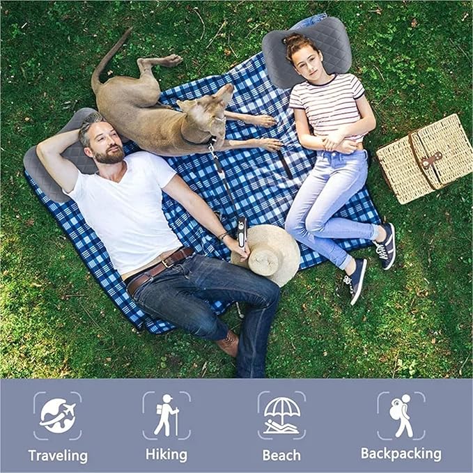 Ultralight Inflatable Camping Travel Pillow with Soft Washable Cover - Ergonomic Inflating Pillows for Neck &amp Lumbar Support(Orange)
