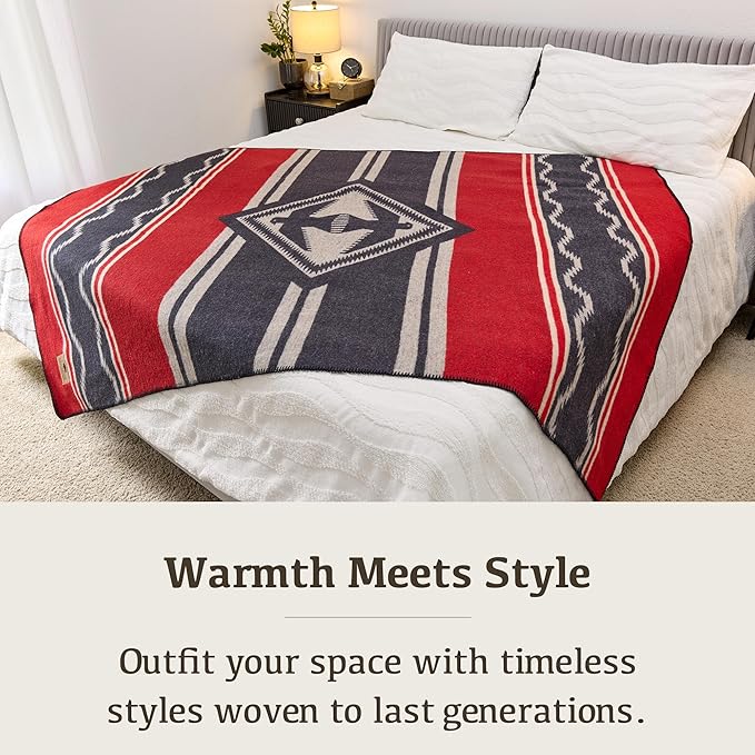 Chubbuck 100% Wool Blanket Camping (60 x 84) - Large Warm Blanket for Camping Emergency Outdoor Concerts and Home Use - Reversible Fire Retardant Soft and Warm Blankets for Winter (Navigator)