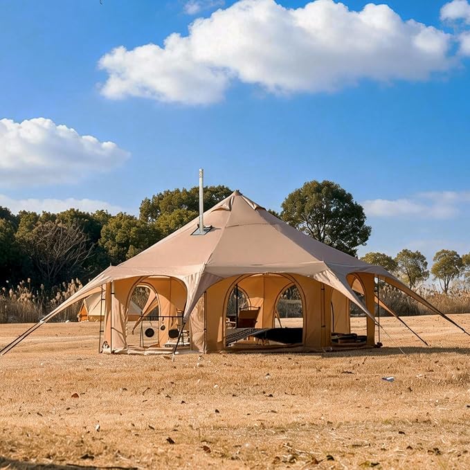 Oxford Bell Tent for Glamping &amp Camping 6-10 Person Spacious Family Tent with 360 Ventilation Waterproof &amp Windproof Outdoor Shelter