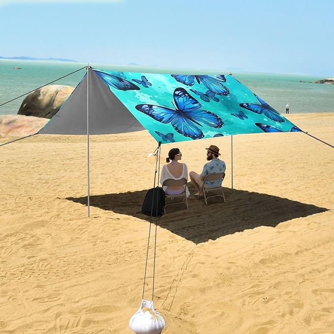 ButterflyCamping Sun Shelters 9.2 x 10.5 FT Beach Canopy Tent Sun Shade with Carrying Bag for Camping Trips Fishing Backyard Fun or Picnics 21341348