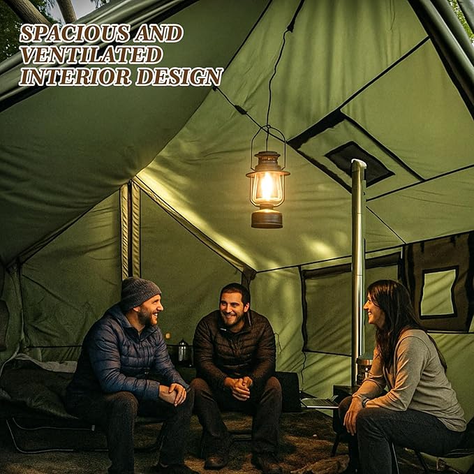 Soulchen Large Hammock Hot Tents with Stove Jack Portable Winter Wall Tent for Camping Waterproof &amp Windproof 4 Season Cabin for 2-3 Person Family Hiking Fishing Hunting Outdoor(No Pole)