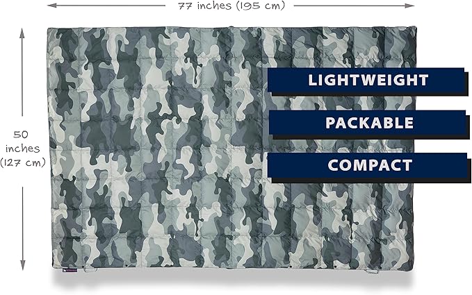 Get Out Gear Down Camping Blanket - Puffy Packable Lightweight and Warm | Ideal for Outdoors Travel Stadium Festivals Beach Hammock | 650 Fill Power Water-Resistant Backpacking Quilt