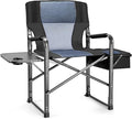 Camping Directors Chairs for Adults Heavy Duty with Table and Cooler Bag Oversized Portable Folding Chair for Beach Fishing Trip Picnic(Breathable Comfort Cushion Black)
