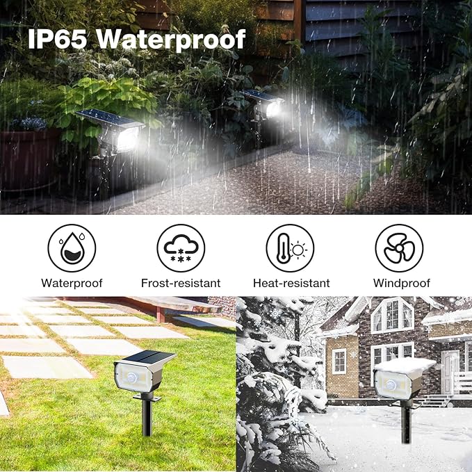 nipify Solar Spot Lights Outdoor Motion Sensor with 3 Modes [ 12 Pack/56 LED ] Solar Spotlights Outdoor Waterproof 2-in-1 Auto On/Off Landscape Lighting for Outside Yard Wall Garden PathCool White