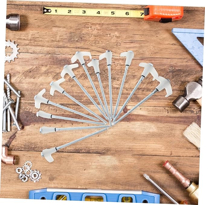 SUPVOX 1Set Heavy Duty Tent Stakes Spiral Ground Anchors with Puller and Case for Camping Canopy and Outdoor Activities Fluorescent Color for Nighttime Visibility
