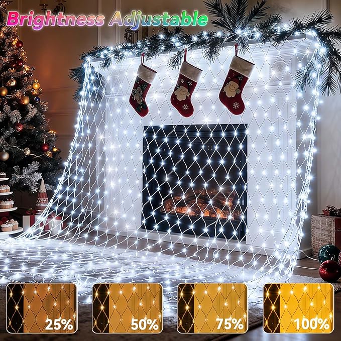 LitHome 10 x 10FT Christmas Net Lights Outdoor 35 Colors Changing 240 LED Christmas Net Lights with Remote Connectable 9 Modes RGB Mesh Light Plug in for Bushes Xmas Garden Gazebo Holiday Decor