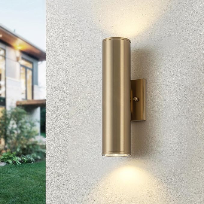 Modern Outdoor Wall Light 11.8 Integrated LED Cylinder Up and Down Outdoor Lights 2-Light Exterior Lighting Fixtures for House Patio Front Porch Garage