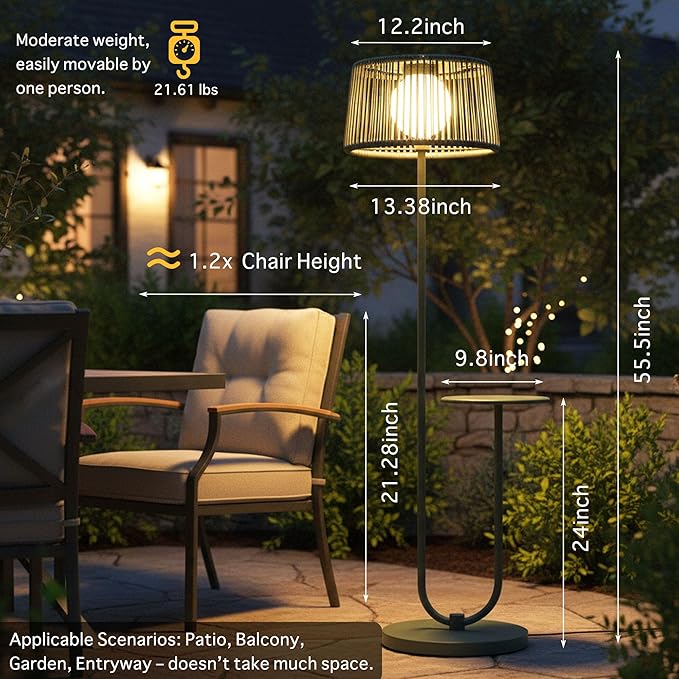 EcoGreen U-Shaped Solar Coffee Table Lamp – 21×14×55 Inch Modern Outdoor Standing Lamp Solar Powered 8H Warm Glow Waterproof for Porch Balcony Garden Poolside &amp Patio (Green Single Pack)