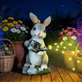 Solar Garden Decor Watering Bunny Statues Outdoor Outdoor Sculpture Figurine Statue Lights Outdoor Garden Yard Lawn Patio Decoration Unique House Warming Birthday Present for Women Family
