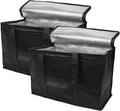 Black Insulated Food Delivery Bag. Insulated Grocery Bags with Zippered Top. Foldable Catering Bag for Food Deliveries. Heavy Duty Cold Bags for Groceries